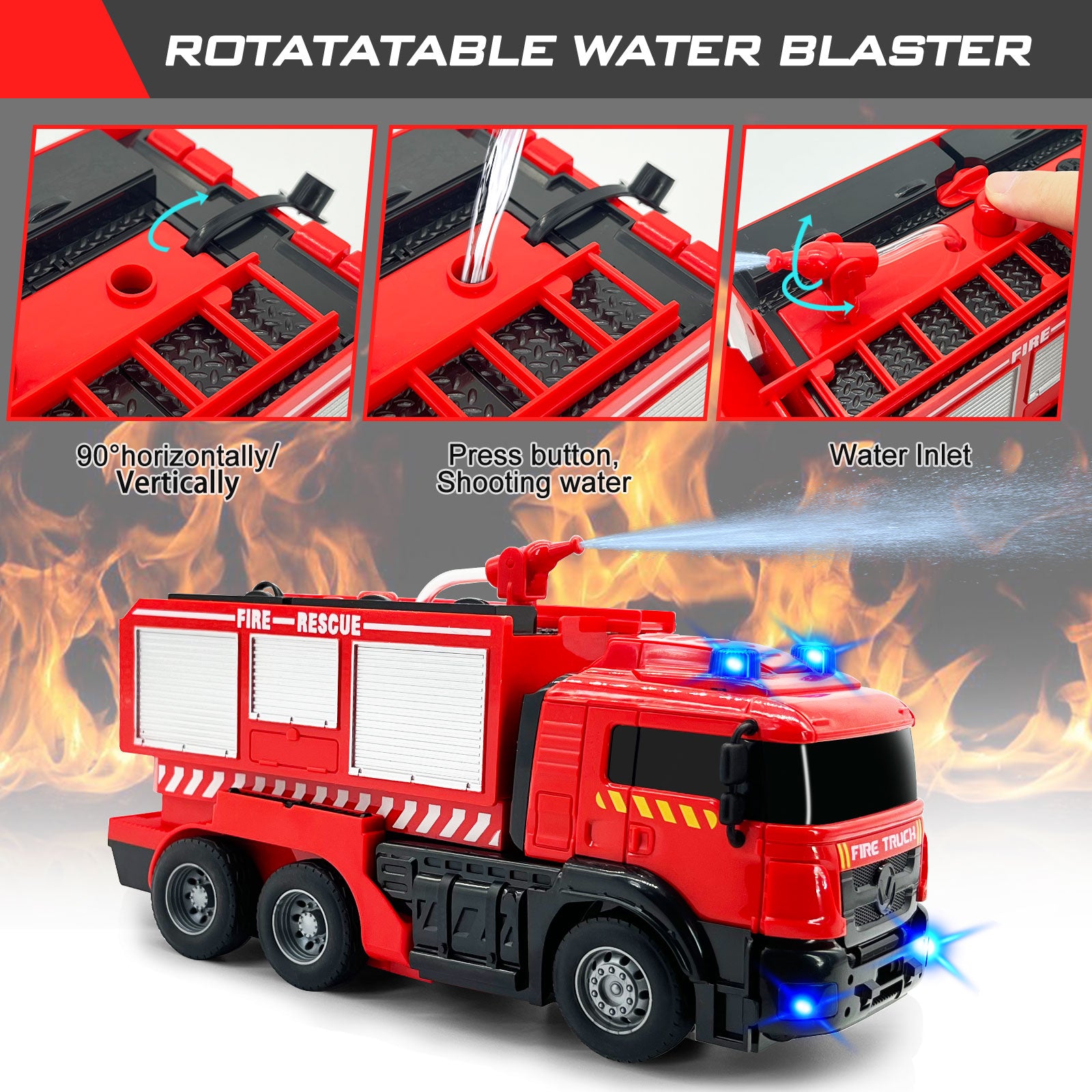 Remote Control Fire Truck With Led Light & Sounds
