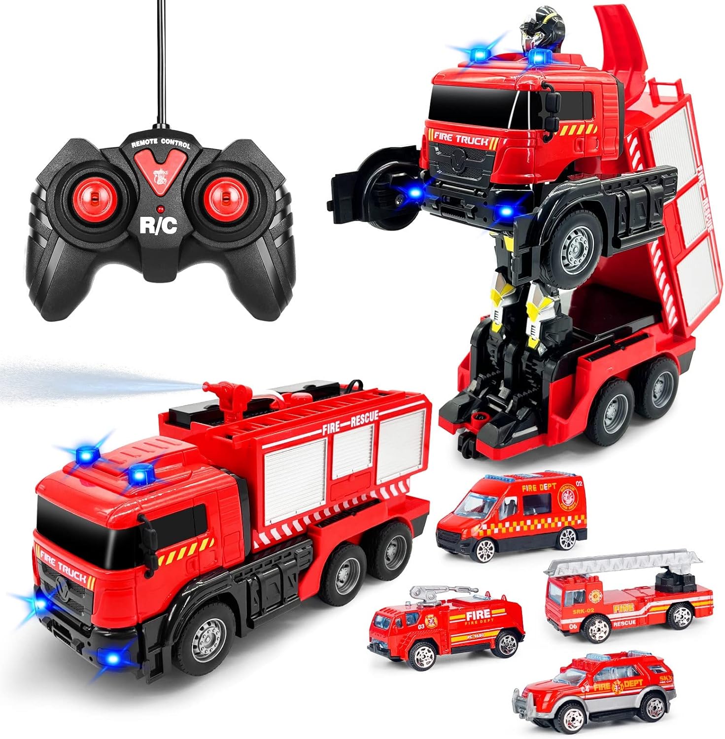 Remote Control Fire Truck With Led Light & Sounds