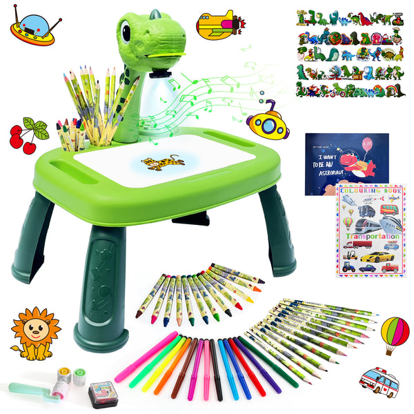 Hoarosall Drawing Projector,Arts and Crafts for Kids,Include Drawing Board  with Music,Color Pens,Pencils,Crayons,Scrapbook,Sticker Book,Unicorn