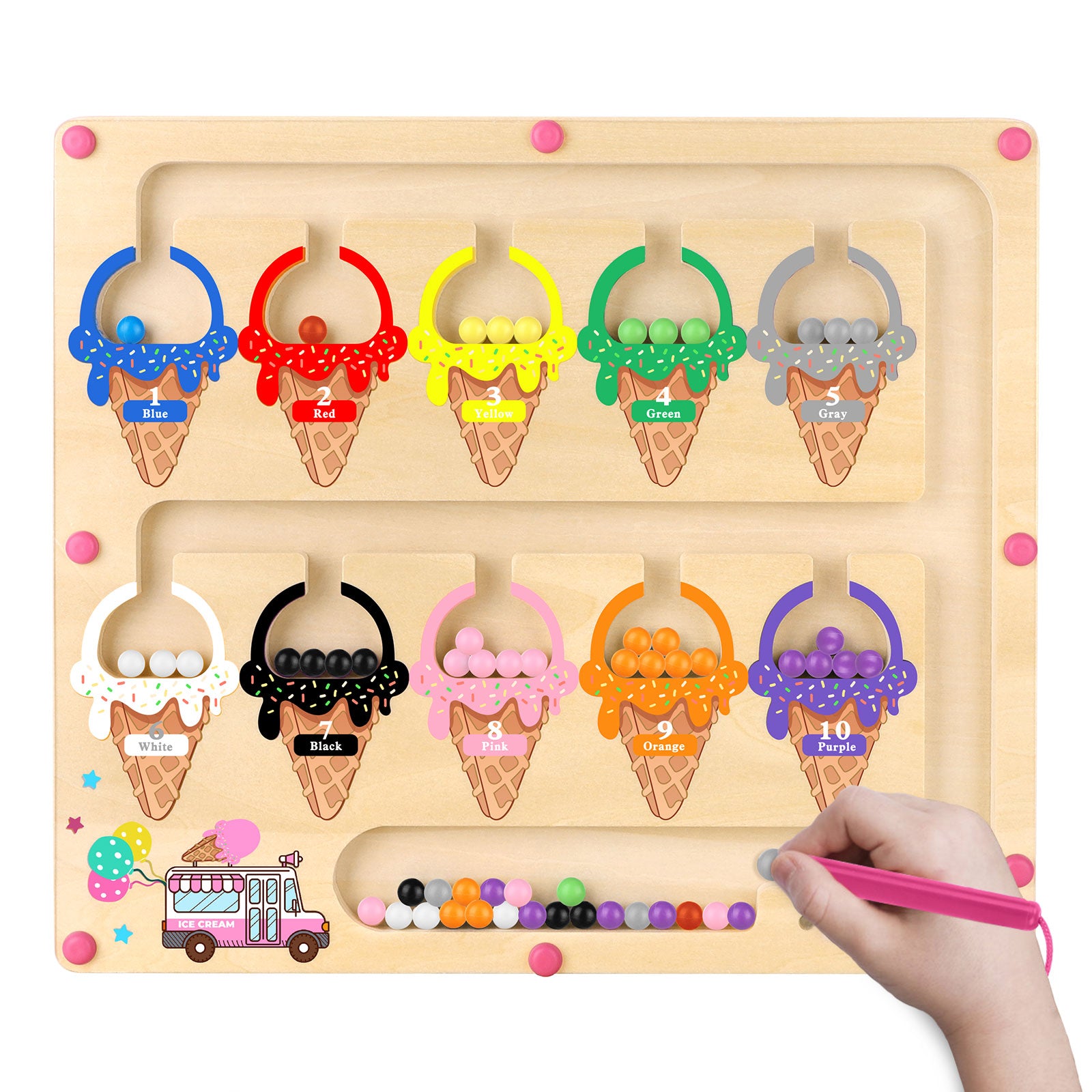 Montessori Magnetic Color and Number Maze Toy