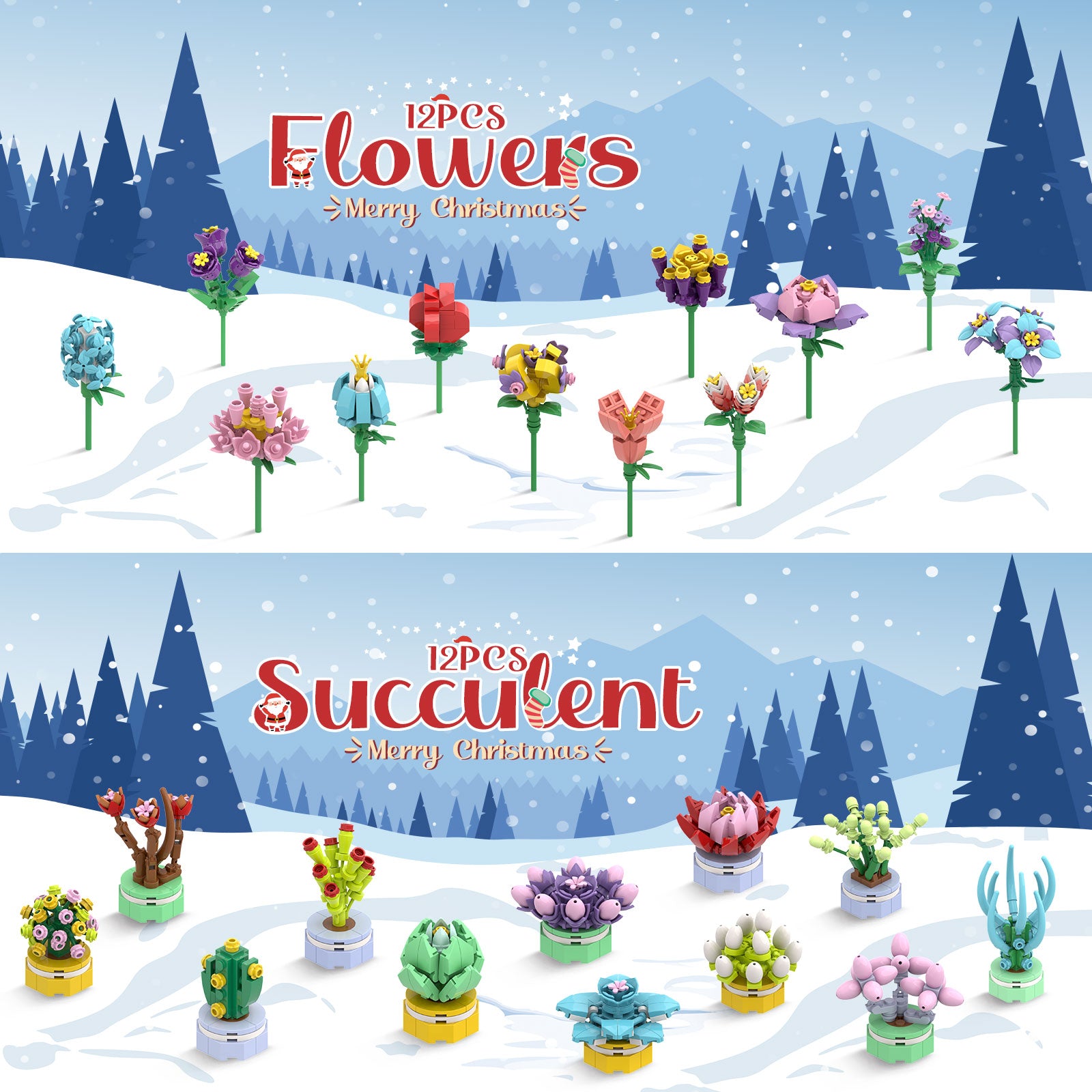 Succulent & Bouquet Building Blocks Christmas Countdown Calendar