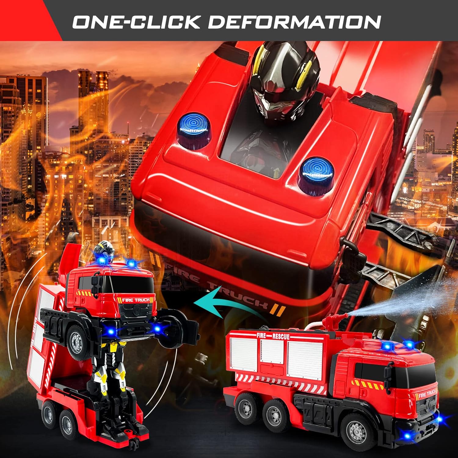 Remote Control Fire Truck With Led Light & Sounds
