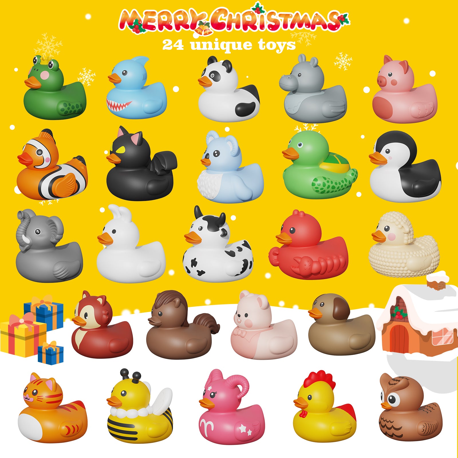 Rubber Ducks Bath Toys 24 Days Christmas Countdown Calendar