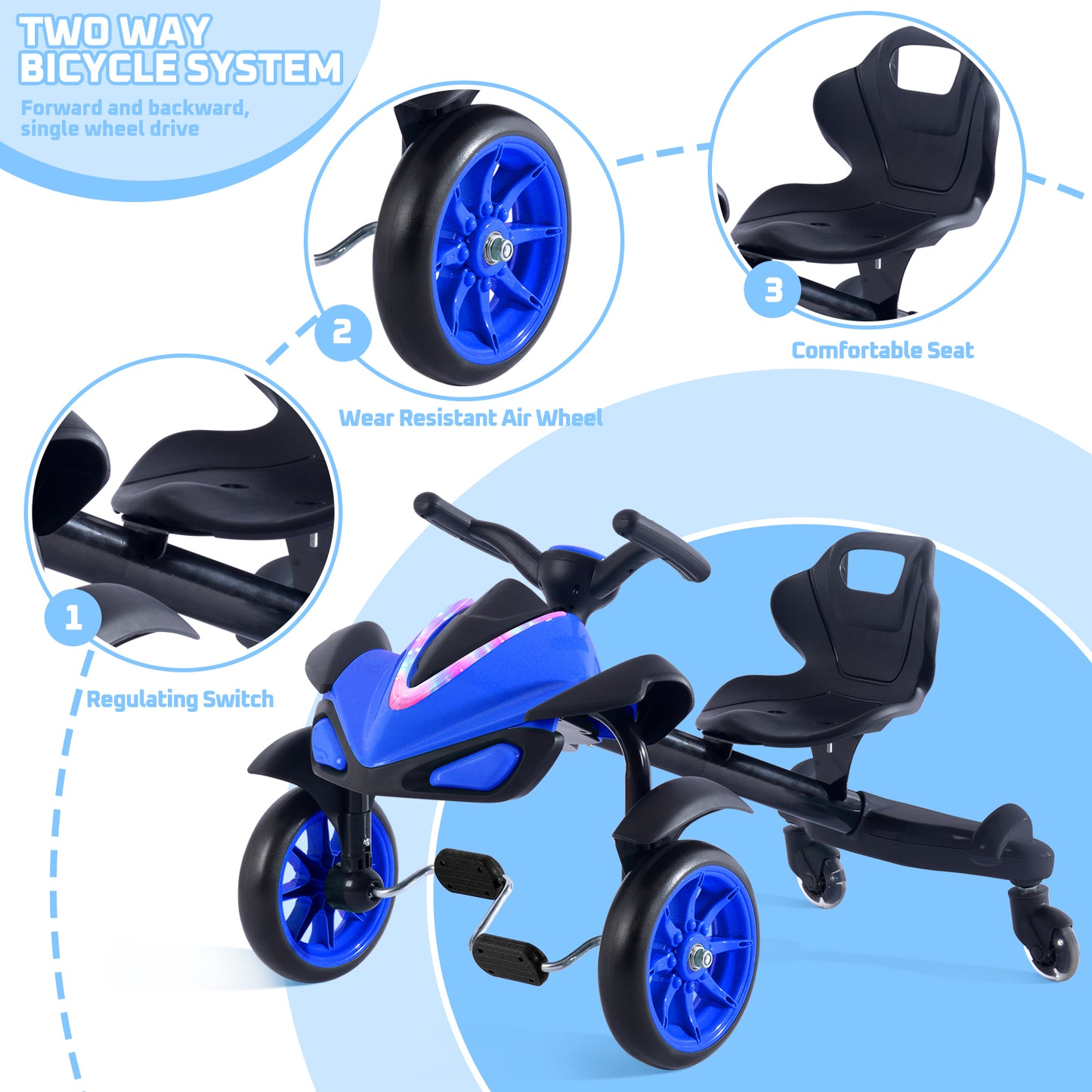 2-in-1 Kids Drift Bike - Crazy Drift Cart for Toddlers and Kids