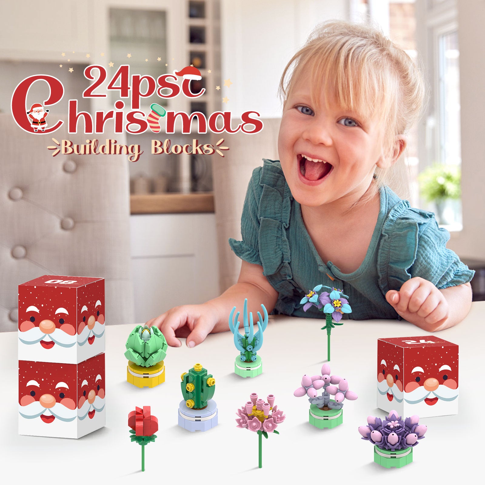 Succulent & Bouquet Building Blocks Christmas Countdown Calendar