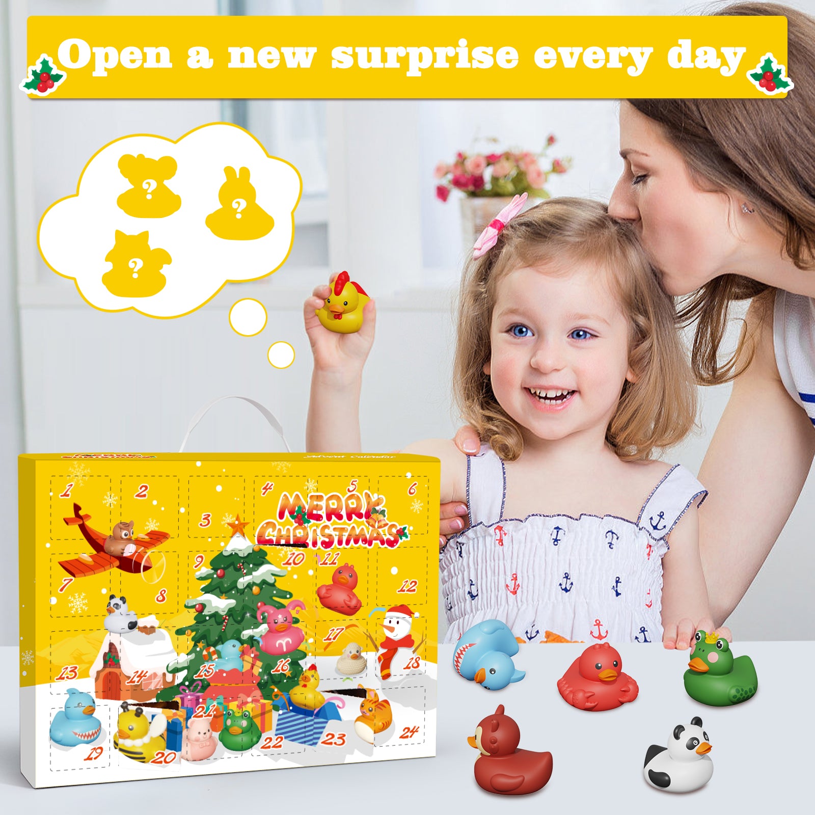 Rubber Ducks Bath Toys 24 Days Christmas Countdown Calendar