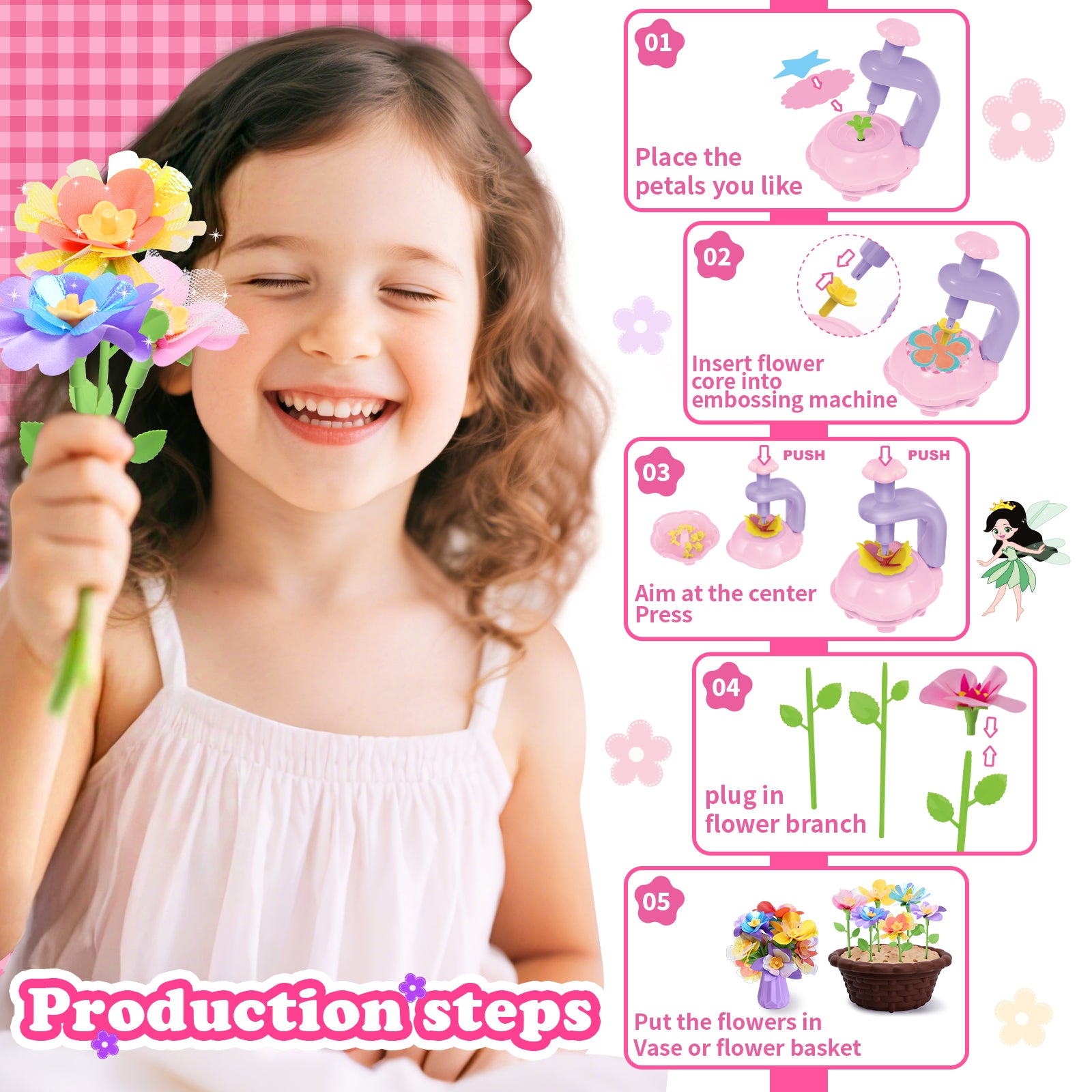36 Pcs Flowers DIY Fabric Flower Bouquet Kit
