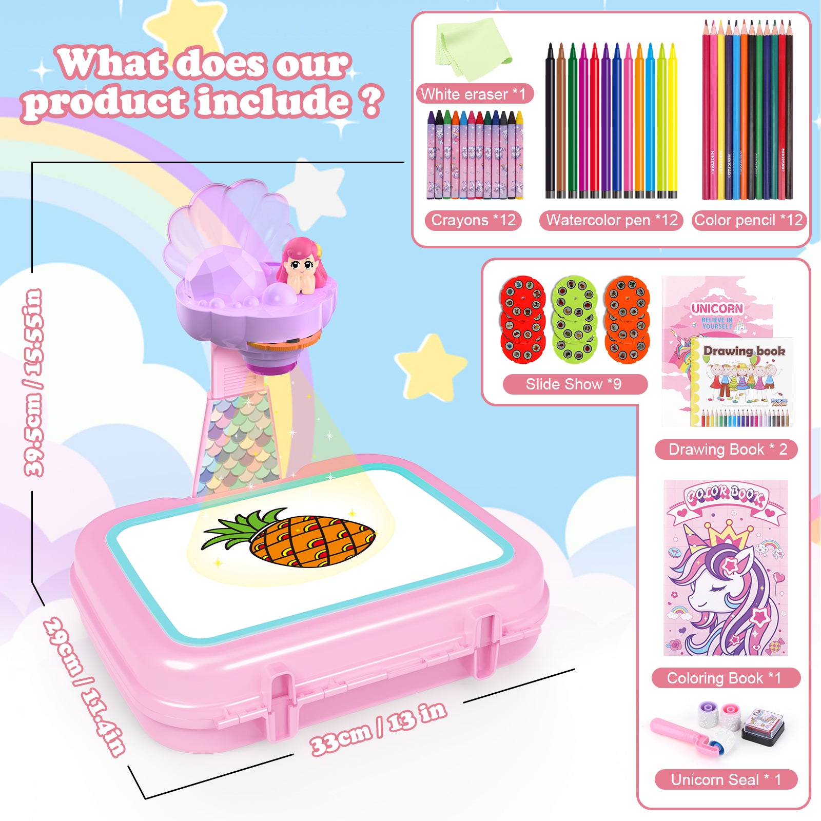 Mermaid Drawing Projection Portable Box