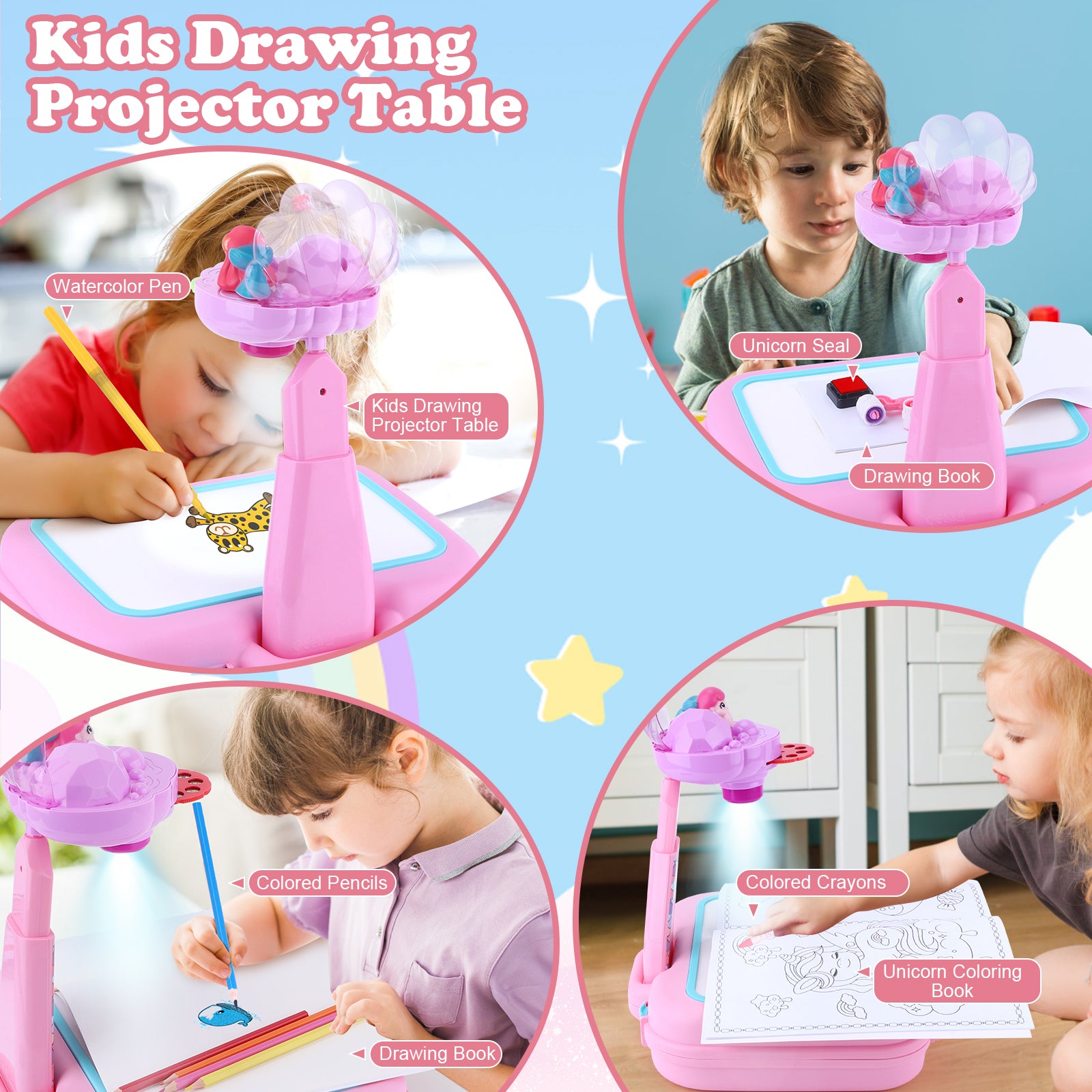 Mermaid Drawing Projection Portable Box