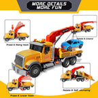 Tow Truck Toy Set with Race Car Metal Off-Road Vehicle